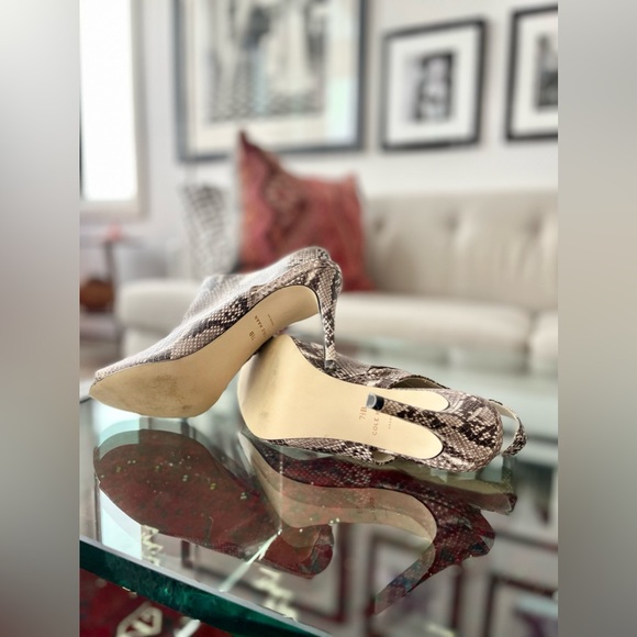 Cole Haan Snakeskin Print Slingback Mules Heels 7.5 Open Toe - Picture 4 of 11